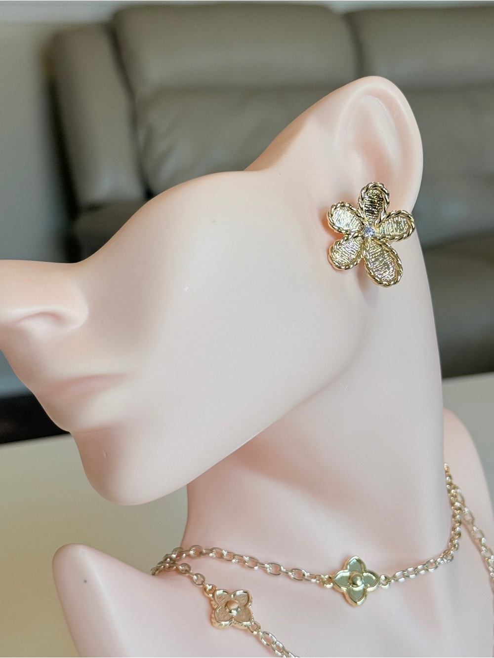 18K Gold Plated Floral Stud Earrings